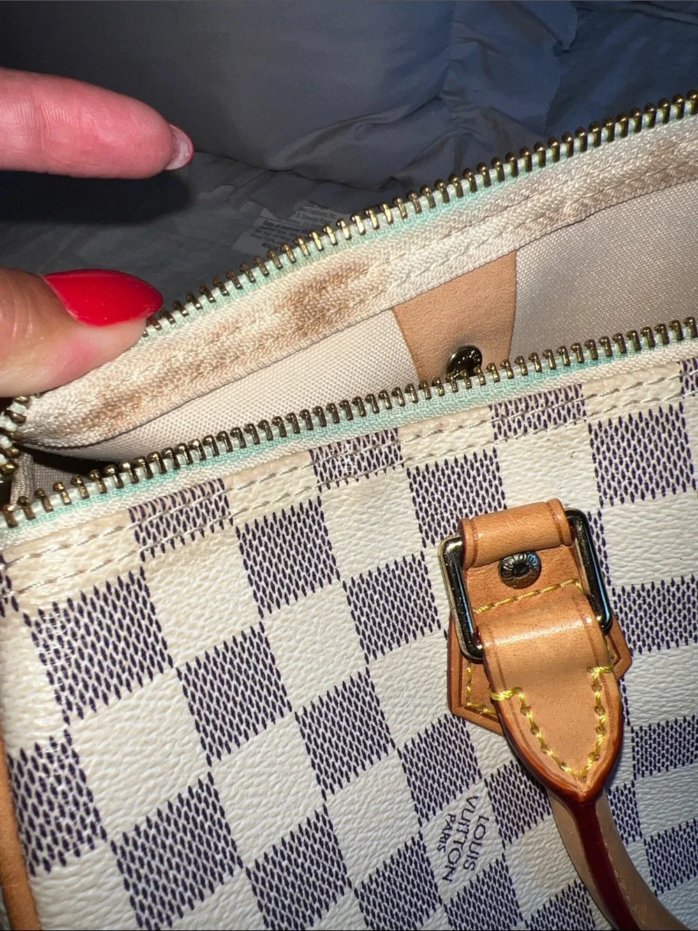 Checkered handbag - White/Blue Check